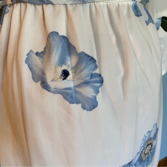 DEX Off-the-Shoulder White and Blue Floral Dress - Picture 6 of 14